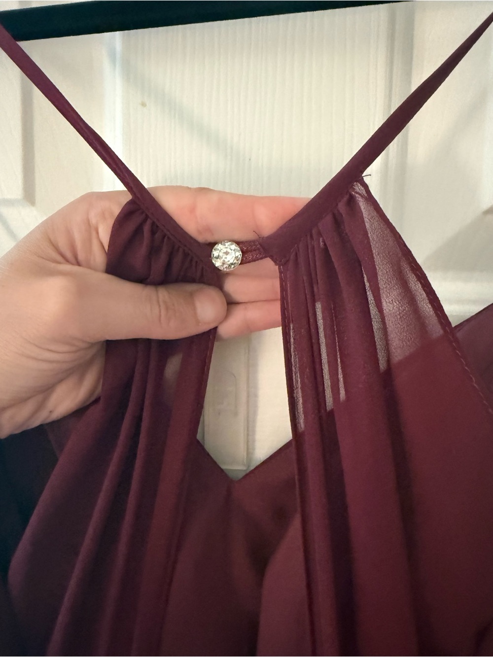 Azazie Burgundy Spaghetti-Strap Maxi Dress - Picture 3 of 4